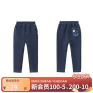 papa爬爬冬季兒童打底褲仿牛仔長褲男女寶寶加絨保暖百搭時(shí)髦潮 深藍(lán)色 100 cm