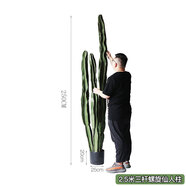 詠幻仿真仙人掌造景大型假天尺仙人柱落地擺件網(wǎng)紅ins風(fēng)綠植物盆 2.5米三桿螺旋仙