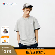 Champion冠軍短袖夏季新款男女全棉舒適簡(jiǎn)約小C LOGO圓領(lǐng)情侶套頭T恤 灰色 XS