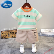 迪士尼（Disney）男孩洋氣夏裝童裝1歲男童套裝2寶寶夏天帥氣3小童純棉4夏季衣服 綠色 90 cm