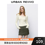 UR秋冬新款女裝慵懶風(fēng)氛圍感修身系帶針織衫UYY940026 米白 M