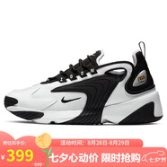 耐克NIKE休閑鞋女老爹鞋緩震ZOOM 2K休閑鞋AO0354-100白黑36