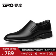 零度Zero正裝男鞋2025春季新款商務(wù)休閑真皮舒適輕便德比鞋大碼鞋皮鞋 黑色 【套腳】 39 (245mm)