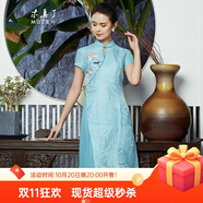 木真了旗袍裙商場同款中式女裝連衣裙刺繡連衣裙中式連衣裙女 508 11色 XL