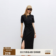 ONLY夏季時(shí)尚休閑長(zhǎng)款開(kāi)叉收腰顯瘦連衣裙女|124261004 H1Z 黑色 XS