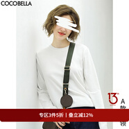COCOBELLA細膩baby觸感肌底衣長(cháng)袖T恤女25秋白色休閑打底衫TE909 A款圓領(lǐng) L