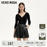 VEROMODA短褲秋季新款愛心水鉆腰帶PU仿皮薄絨短褲3007 黑色 175/76A/XL