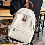 GPHF日本雙肩包女大學(xué)生書(shū)包新款多功能格紋背包女高級感通勤旅行包潮 A款大號可放14寸電腦 送小熊掛件