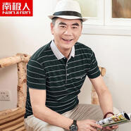南極人爸爸短袖t恤男夏中年男士夏季爺爺夏裝衣服中老年男裝上衣 QE-9920/綠色 L 170