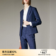 顏域女裝2022新款氣質(zhì)修身顯瘦直筒九分褲兩件套西服職業(yè)套裝 深藍(lán) 38