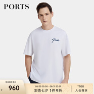 PORTS寶姿男裝夏季時(shí)尚休閑刺繡短袖圓領(lǐng)T恤 白色 L