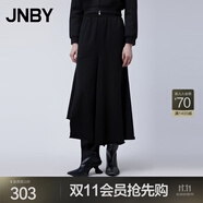 江南布衣（JNBY）春秋季女裝半身裙休閑寬松棉質(zhì)不對(duì)稱喇叭半裙寬松 001/本黑 M