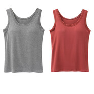 【買(mǎi)一送一】帶胸墊背心蕾絲花邊修身打底衫CSqy蕾絲花邊打底衫jd 【買(mǎi)一送一】灰色+酒紅色 L (建議95-110斤)