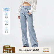 ONLY夏季涼感冰氧酷高腰顯瘦直筒褲牛仔褲女|124232025 J32 210洗水牛仔藍(lán) 2XL (180) 80A