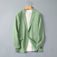 與狼共舞（DANCING WOLVES）2025春秋季新款亞麻休閑小西裝男中青年商務潮流韓版西服外套單西 B38-DX6808蘋果綠 M