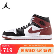 耐克NIKE男子休閑鞋喬丹AJ1 JORDAN1中幫運(yùn)動(dòng)鞋HF3216-102黑白紅42
