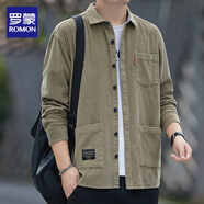 羅蒙燈芯絨長(cháng)袖襯衫男士2025春秋季新款純棉工裝上衣服休閑襯衣外套男 CX-666長(cháng)袖卡其襯衫 2XL