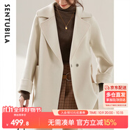 尚都比拉中長款毛呢大衣女冬季小個子100%羊毛雙面呢外套