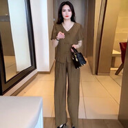 歐美風(fēng)女運(yùn)動(dòng)套裝韓版顯瘦兩件套 咖色套裝 M 【建議85-100斤】