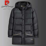 皮爾卡丹加肥加大碼黑金羽絨服男中長(cháng)款冬季胖子寬松時(shí)尚加厚保暖羽絨外套 黑色 6XL (建議250-270斤)