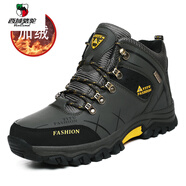 西域駱駝（VANCAMEL）品牌高檔大碼男鞋冬季高幫加絨保暖棉鞋戶外工裝雪地靴防滑登山鞋 YT8528軍綠[加絨] 39