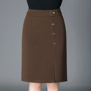 秋冬加厚毛呢短裙女彈力高腰加大碼百搭中長(zhǎng)a字半身裙包臀一步裙 駝色 S /27碼(2尺0)