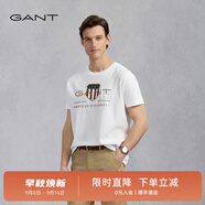 GANT/甘特【100%棉】男女情侶款學(xué)院風(fēng)美式休閑圓領(lǐng)短袖重磅T恤 110白色 M