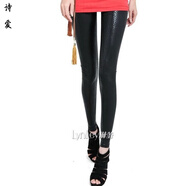 咚憬韓國時(shí)尚黑色蛇紋打底褲緊身彈力仿皮褲小腳可外穿薄款顯瘦夏秋潮 黑色 S