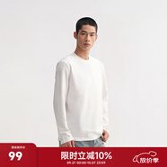 CHINISM CH赤塵磨毛簡約長袖T恤男士春秋款純色基礎款打底衫休閑內(nèi)搭上衣 米白色 2XL