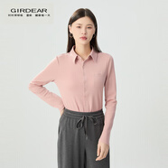 哥弟（GIRDEAR）女裝親膚單口袋修身百搭翻領(lǐng)羊毛襯衫上衣女1300820 絲絨粉 XL (5碼)