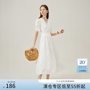 范思藍恩白色繡花刺繡連衣裙女夏季2024新款茶歇法式仙女裙12397 白色 M