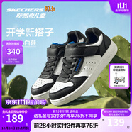 Skechers斯凱奇兒童春秋時尚低幫鞋休閑運動鞋輕便小白鞋405638L 四季/男款/黑色/白色/BKW 37