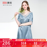 美標(biāo)商場同款真絲睡裙女性感涼感睡衣連衣裙春夏100%桑蠶絲綢家居服 艾青色 XL (170)