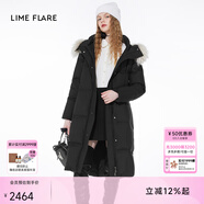 LIME FLARE萊茵福萊爾霍爾多巴吉白鵝絨長款羽絨服2023冬季新款 黑色 S