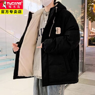 啄木鳥(niǎo)（TUCANO）燈芯絨棉服男士羊羔絨防寒服外套2025冬季加厚保暖連帽情侶款外套 黑色【加厚保暖】【收藏加購優(yōu)先發(fā)貨】 M 建議體重90-110斤
