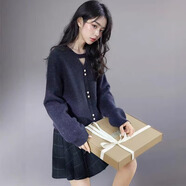 semir森馬小香風(fēng)鏤空針織衫秋冬女毛衣上衣深秋初冬穿搭內搭外穿潮 藏青色 均碼 0889【80-120斤】