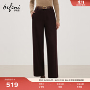 伊芙麗（eifini）蔣欣同款伊芙麗高質(zhì)感西裝褲羊毛呢料直筒褲子休閑褲2025冬季新款 咖啡 呢料九分西裝褲 預(yù)售 S 80-105斤