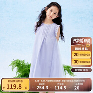 巴拉巴拉女童無(wú)袖連衣裙2024夏季網(wǎng)紗拼接甜美全棉蕾絲裙子潮208224111037