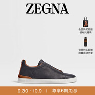 Zegna杰尼亞男鞋黑色鹿皮配皮革TripleStitch?奢華休閑鞋 黑色 39 (5)