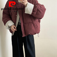 皮爾卡丹（pierre cardin）2025冬季新款撞色服女短款加厚歐美保暖小個(gè)子面包服外套 【紅色立領(lǐng)】 M 【偏大130-150斤】