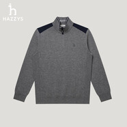 哈吉斯（HAZZYS）男裝 2025秋季拉鏈半開襟棉/毛混紡針織羊毛衫男ABYZD0CCDD4