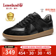 楓葉（leaveland）意大利男鞋2025新品真牛皮復(fù)古情侶款德訓(xùn)鞋戶外男士運(yùn)動(dòng)休閑板鞋 【升級版抑菌】黑色（皮鞋碼） 39