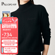 帕羅（PALUOPO）女半高領(lǐng)彩點夾花休閑個性提花秋冬保暖毛衣女長袖針織 黑色 M 160/100