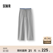 森馬（Semir）[商場(chǎng)同款]休閑褲女高腰撞色闊腿褲2025春季新款肌理衛(wèi)褲慵懶 灰白10801 L