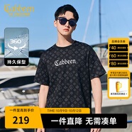 卡賓（CABBEEN）【純棉】卡賓新疆長(zhǎng)絨棉短袖T恤男夏季老花潮牌圓領(lǐng)上衣潮流時(shí)尚 煤黑色01 4XL /195/58