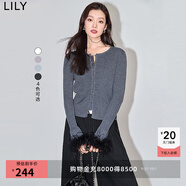 LILY春新款女裝氣質(zhì)別致可拆卸鴕鳥毛通勤修身毛針織衫打底衫 507麻灰 XL