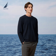 諾帝卡（NAUTICA）【禮物】NAUTICA/男裝25秋季親膚柔軟德絨透氣打底長袖T恤 4NV藏青(253) M  推薦：63-72KG
