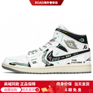 Jordan定制球鞋 AJ1Mid棉花糖科技感時(shí)尚未來(lái)中幫復古籃球鞋男款黑白 40