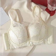 妮姬塔（NIJITA）無(wú)痕內衣女 小胸聚攏顯大胸上托調整防下垂 減齡甜美背無(wú)鋼圈文胸 乳白色內衣 M 34/75