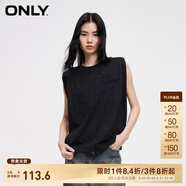 ONLYONLY夏季時(shí)尚簡(jiǎn)約圓領(lǐng)刺繡寬松背心無袖T恤女|124101084 H1Z 黑色 M 165/84A